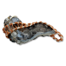 Load image into Gallery viewer, Blue & White Handcrafted Wire Wrapped Coral Geode Necklace