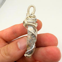 Load image into Gallery viewer, Beige & Blue Wire Wrapped Coral Geode Necklace - Oceanic Fossil