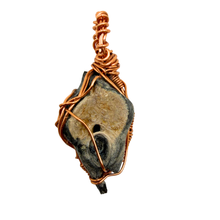 Load image into Gallery viewer, Gray Wire Wrapped Coral Geode Necklace - Subtle Fossil
