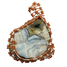 Load image into Gallery viewer, White & Blue Wire Wrapped Coral Geode Necklace - Oceanic Fossil