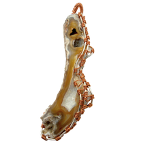 Load image into Gallery viewer, Orange & White Handcrafted Wire Wrapped Coral Geode Necklace