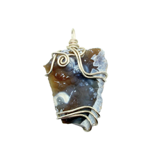 Load image into Gallery viewer, Orange & Blue Handcrafted Wire Wrapped Coral Geode Necklace