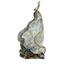 Load image into Gallery viewer, Black & Blue Handcrafted Wire Wrapped Coral Geode Necklace