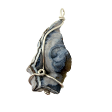Load image into Gallery viewer, Black & Blue Handcrafted Wire Wrapped Coral Geode Necklace