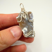Load image into Gallery viewer, Orange & Blue Handcrafted Wire Wrapped Coral Geode Necklace