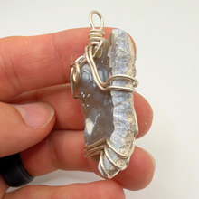 Load image into Gallery viewer, Orange & Blue Handcrafted Wire Wrapped Coral Geode Necklace