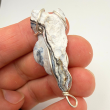 Load image into Gallery viewer, Black & Blue Handcrafted Wire Wrapped Coral Geode Necklace