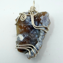 Load image into Gallery viewer, Orange & Blue Handcrafted Wire Wrapped Coral Geode Necklace