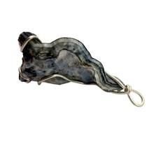 Load image into Gallery viewer, Black & Blue Handcrafted Wire Wrapped Coral Geode Necklace