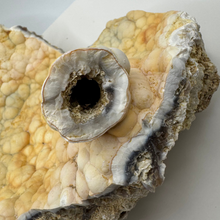 Load image into Gallery viewer, LARGE White & Yellow Agatized Coral Geode