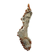 Load image into Gallery viewer, Orange & White Handcrafted Wire Wrapped Coral Geode Necklace