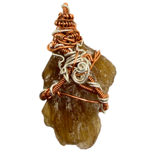 Load image into Gallery viewer, Amber Wire Wrapped Florida Calcite Crystal Pendant - Nature Inspired