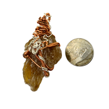 Load image into Gallery viewer, Amber Wire Wrapped Florida Calcite Crystal Pendant - Nature Inspired