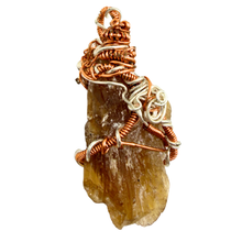 Load image into Gallery viewer, Amber Wire Wrapped Florida Calcite Crystal Pendant - Nature Inspired