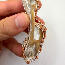 Load image into Gallery viewer, Orange & White Handcrafted Wire Wrapped Coral Geode Necklace