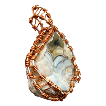 Load image into Gallery viewer, White & Blue Wire Wrapped Coral Geode Necklace - Oceanic Fossil