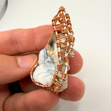 Load image into Gallery viewer, White & Blue Wire Wrapped Coral Geode Necklace - Oceanic Fossil