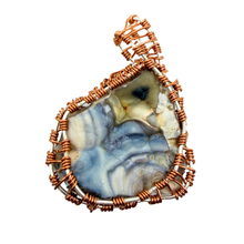 Load image into Gallery viewer, White & Blue Wire Wrapped Coral Geode Necklace - Oceanic Fossil