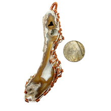 Load image into Gallery viewer, Orange & White Handcrafted Wire Wrapped Coral Geode Necklace