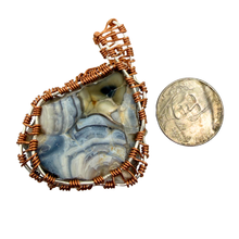 Load image into Gallery viewer, White & Blue Wire Wrapped Coral Geode Necklace - Oceanic Fossil