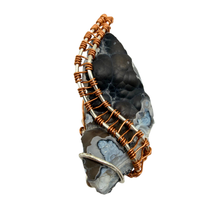 Load image into Gallery viewer, Blue & White Handcrafted Wire Wrapped Coral Geode Necklace