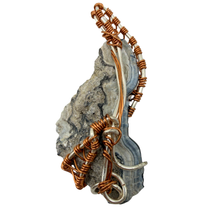 Load image into Gallery viewer, Blue & White Handcrafted Wire Wrapped Coral Geode Necklace