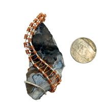 Load image into Gallery viewer, Blue & White Handcrafted Wire Wrapped Coral Geode Necklace