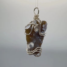 Load and play video in Gallery viewer, Orange & Blue Handcrafted Wire Wrapped Coral Geode Necklace