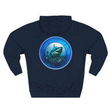 Load image into Gallery viewer, Fleece Hoodie - Scuba Steve and Megalodon Design
