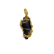 Load image into Gallery viewer, REAL Alligator Fossil Necklace Pendant Gold Wrapped
