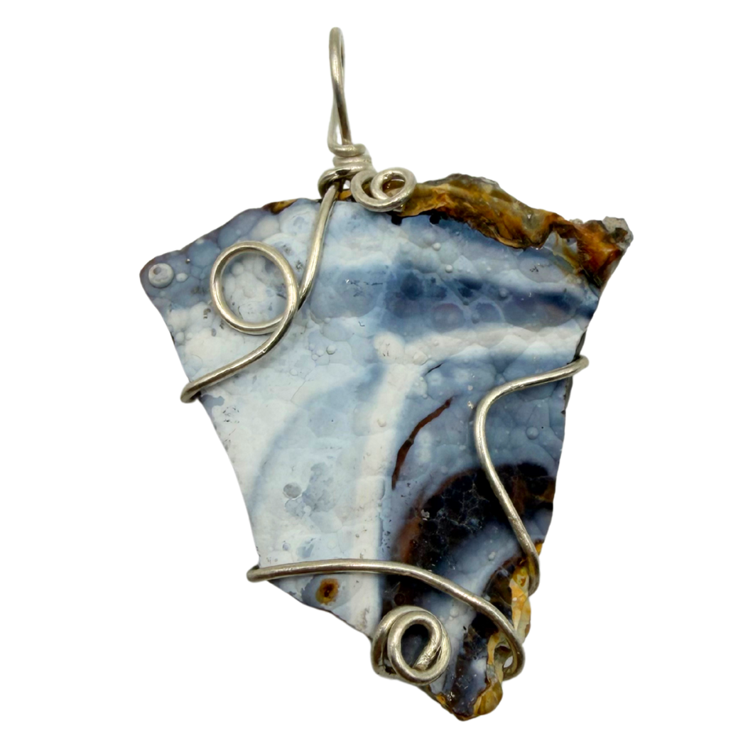 Ocean Blue Handcrafted Wire Wrapped Coral Geode Necklace