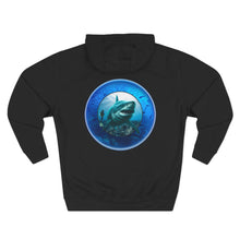 Load image into Gallery viewer, Fleece Hoodie - Scuba Steve and Megalodon Design
