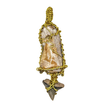 Load image into Gallery viewer, REAL Mastodon Fossil Necklace Pendant Gold Wrapped
