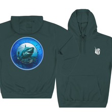 Load image into Gallery viewer, Fleece Hoodie - Scuba Steve and Megalodon Design
