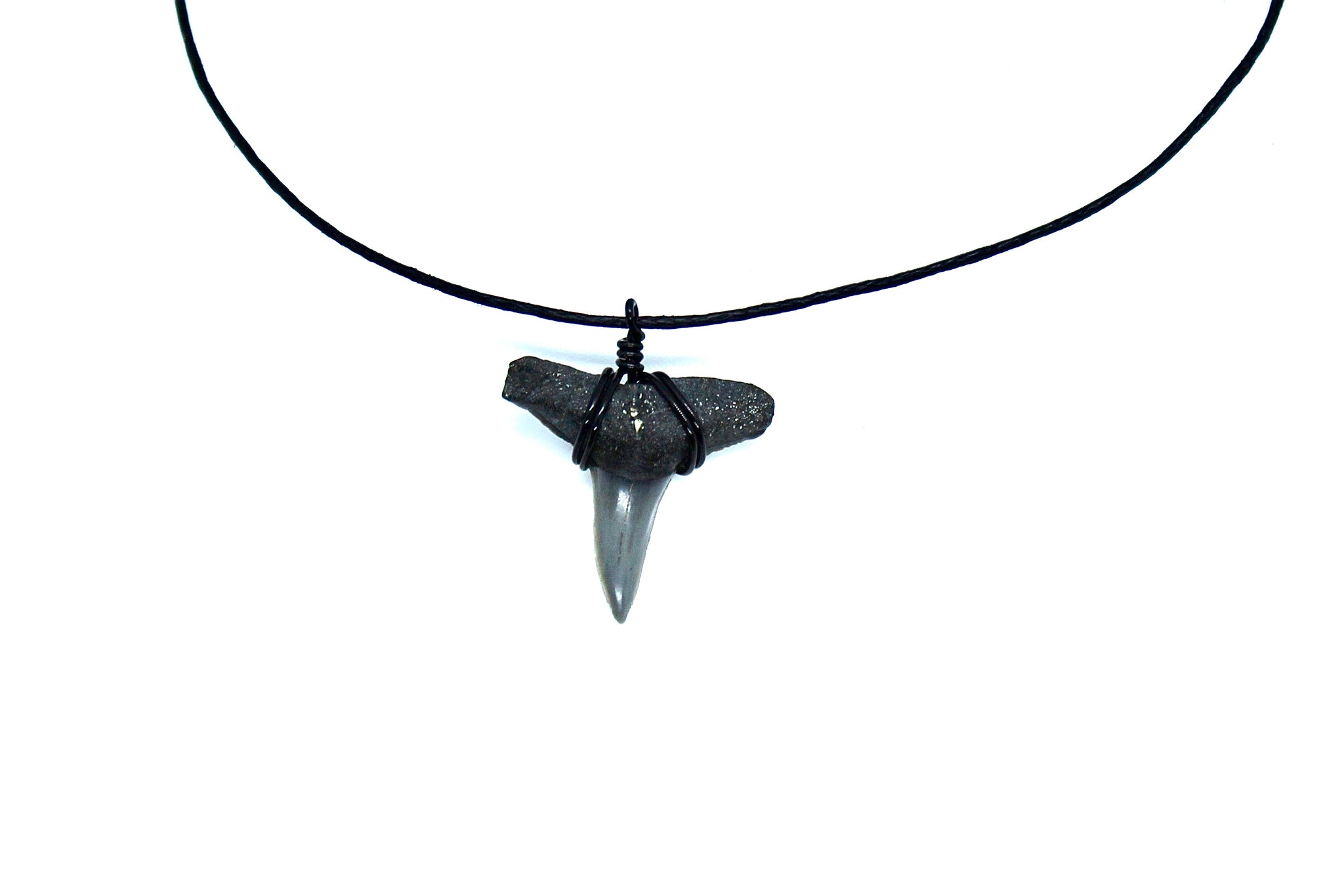 TIGER SHARK TOOTH PENDANT ON BLACK ROPE NECKLACE SILVER BEADS men women  #447 | eBay